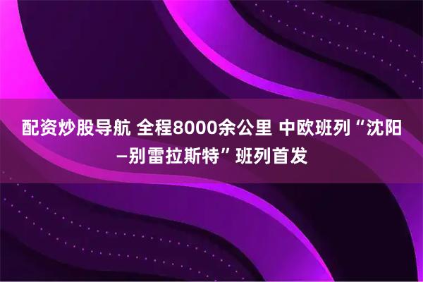 配资炒股导航 全程8000余公里 中欧班列“沈阳—别雷拉斯特”班列首发