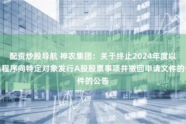 配资炒股导航 神农集团：关于终止2024年度以简易程序向特定对象发行A股股票事项并撤回申请文件的公告