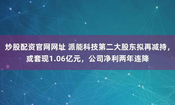 炒股配资官网网址 派能科技第二大股东拟再减持，或套现1.06亿元，公司净利两年连降